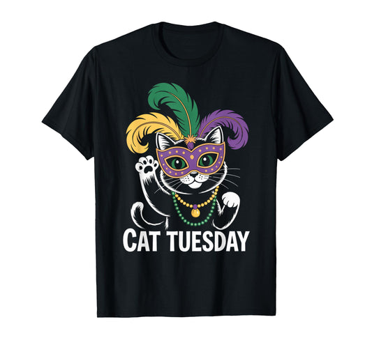 Mardi Gras Cat Tuesday New Orleans Party Cat Lover T-Shirt
