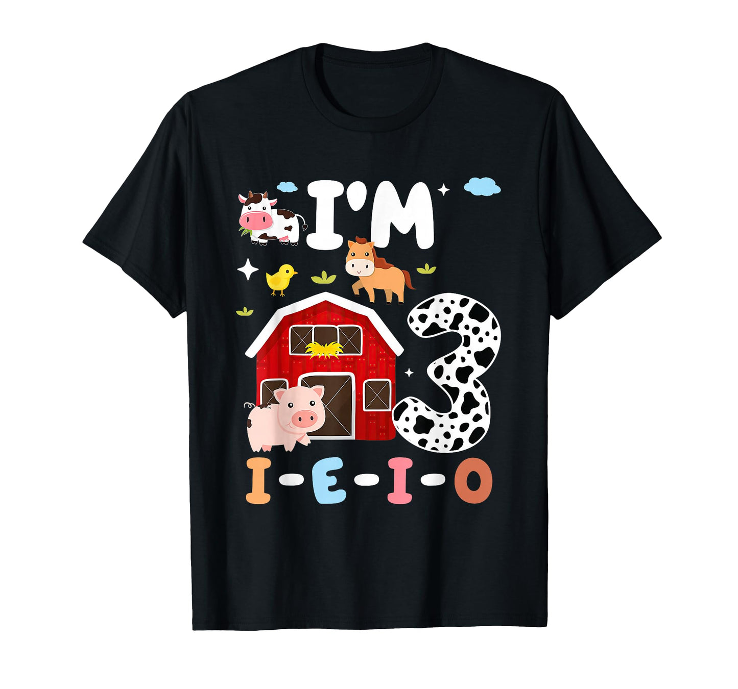 I'm Three I-E-I-O 3 Year Old Farm Animal 3rd Birthday T-Shirt
