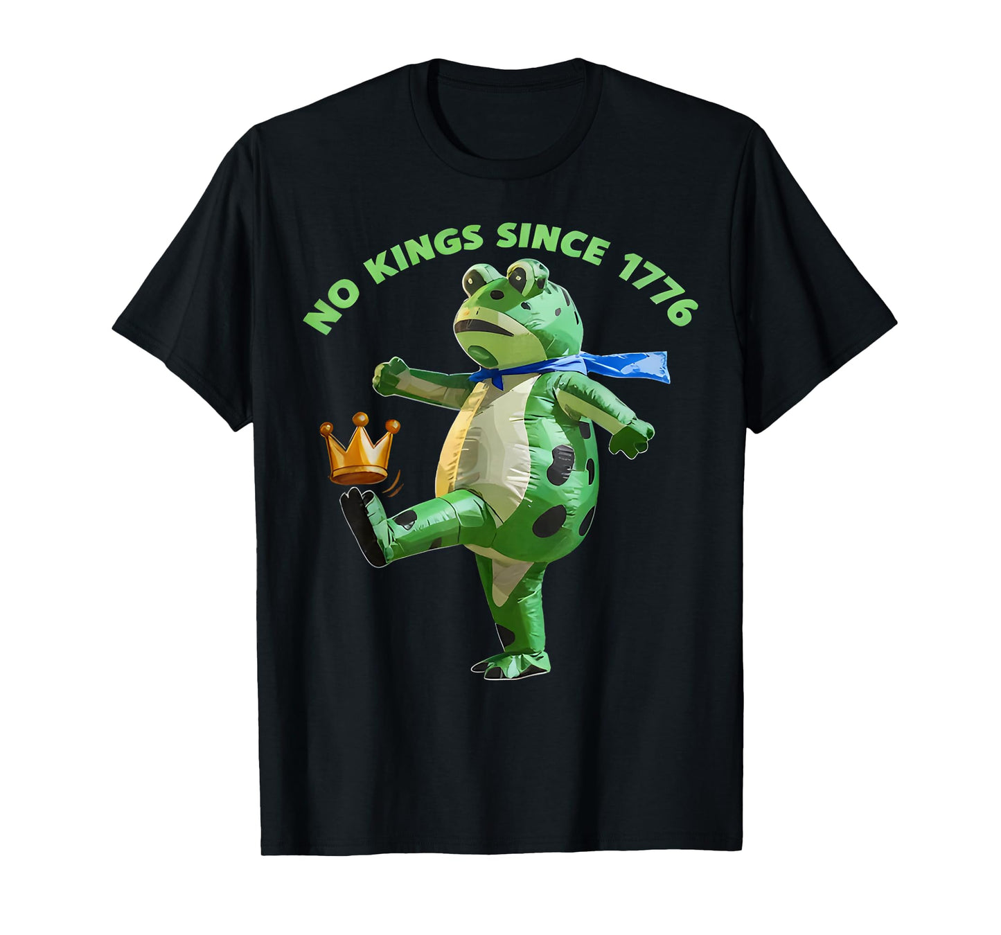 No Kings Since 1776 Portland Frog Kicking Crown Retro T-Shirt