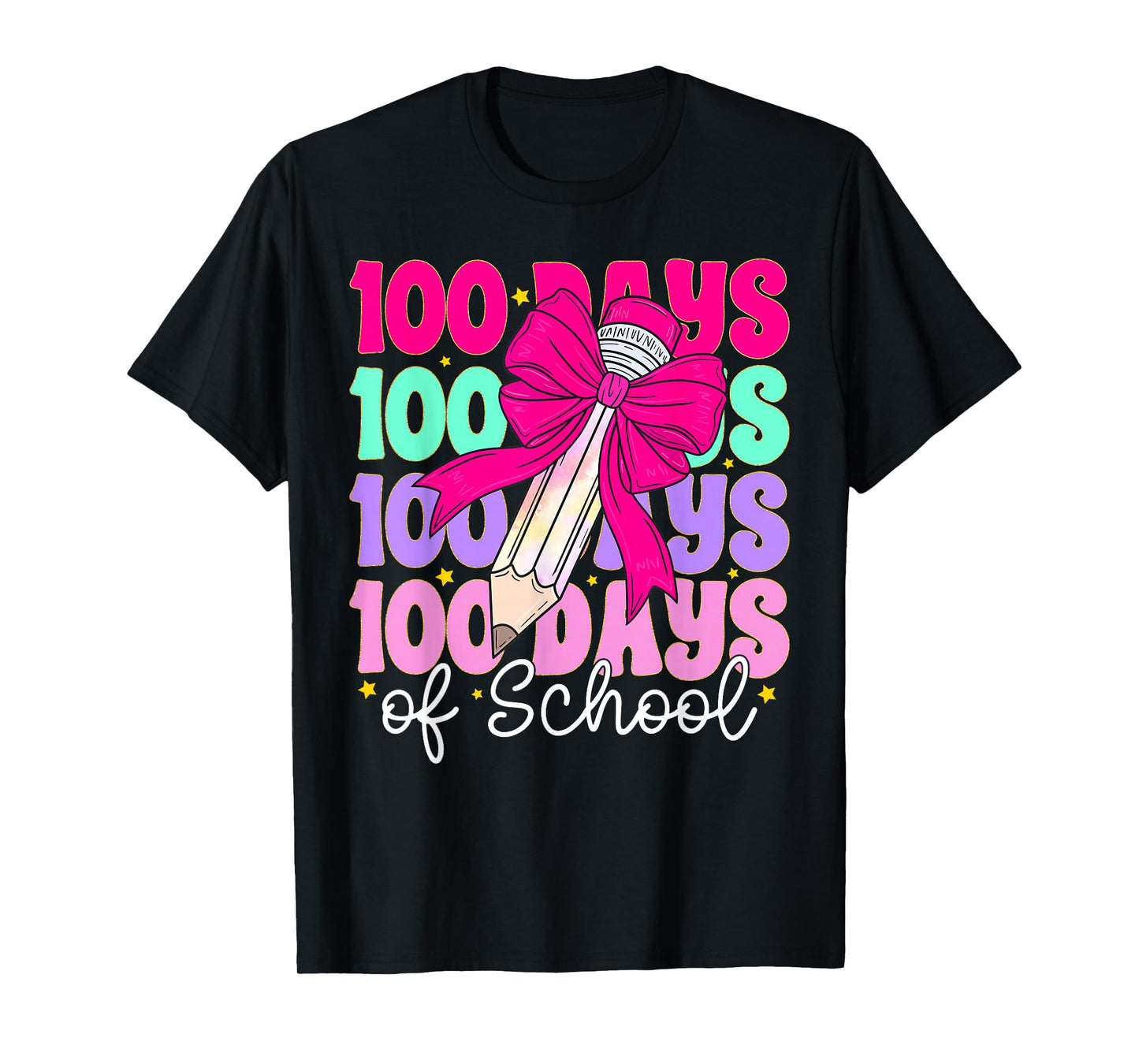 100 Days of School Girls Coquette Bow 100th Day of School T-Shirt