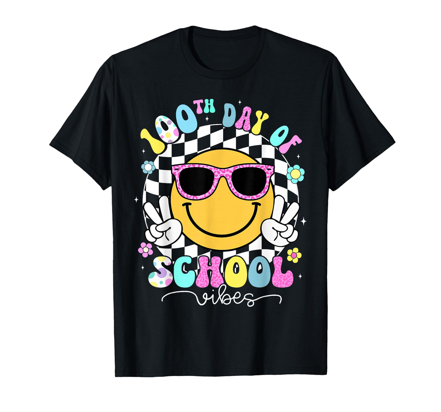 Cute Smile Face 100th Day of School Vibes Shirt Teacher Kids T-Shirt