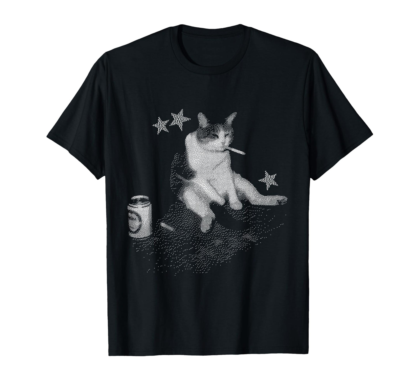 Smoking Cat Meme for Men and Women Funny Dither Graphic T-Shirt