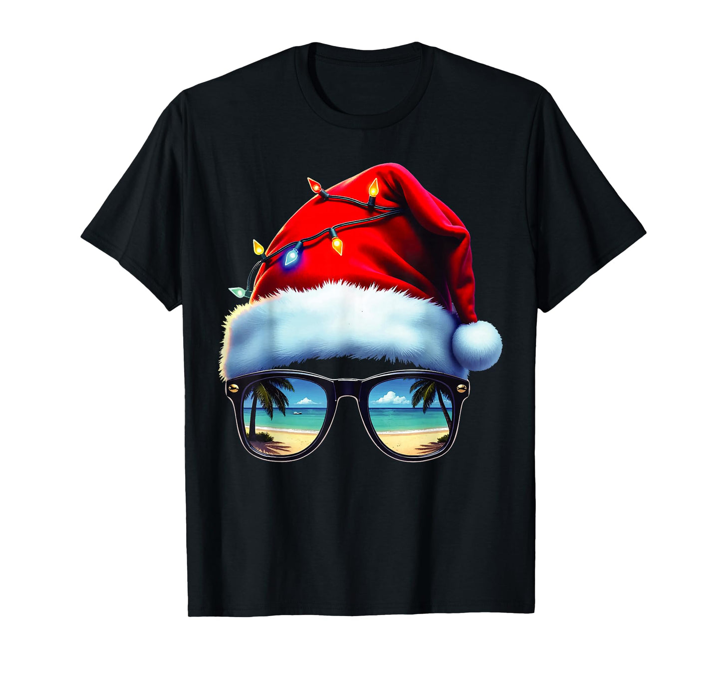 Tropical Christmas Vibes Beach Holiday Santa T-Shirt