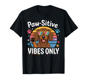 Vintage Dachshund Paw-sitive Vibes Only Cute Dog Lover T-Shirt