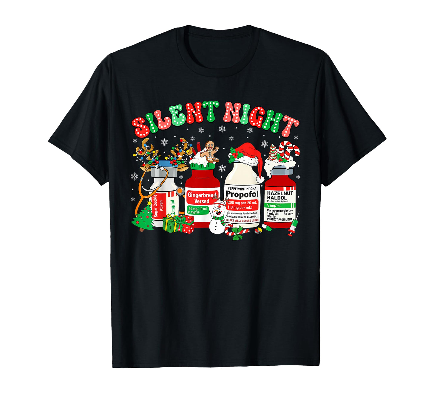 Retro Propofol Silent Night ER ED RN ICU Nurses Christmas T-Shirt