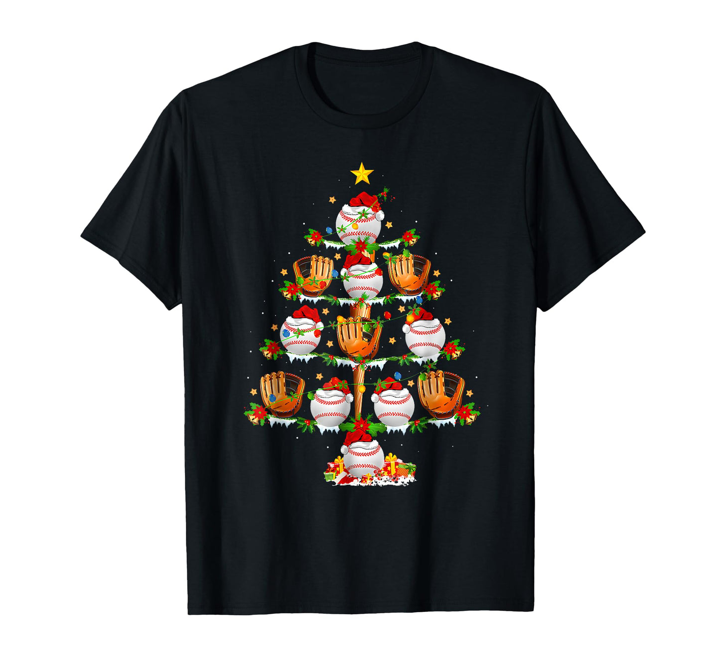 Santa Sports Design for Men Boys Christmas Baseball Player T-Shirt
