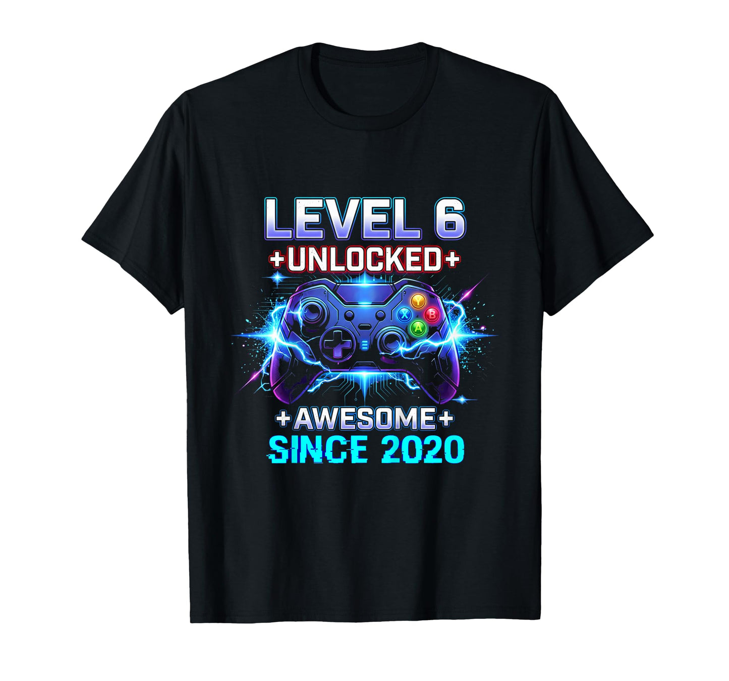 Kids Level 6 Unlocked Awesome Since 2020 6th Birthday Boy Gamer T-Shirt