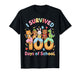 I Survived 100 Days of School Funny Cat Dog Dino Bunny Bear T-Shirt