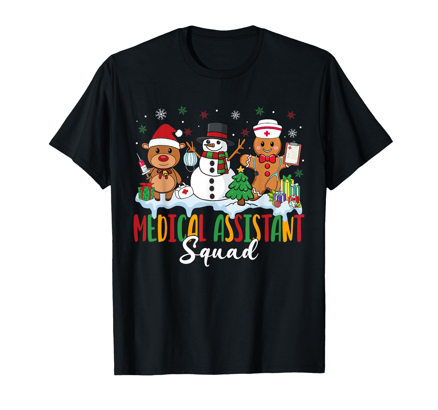 Medical Assistant Squad Reindeer Gingerbread Christmas T-Shirt