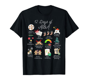 12 Days of ABA Therapist Behavior Analyst Christmas Holiday T-Shirt