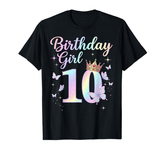 10th Birthday Shirt for Girls 10 Year Old Butterfly Birthday T-Shirt
