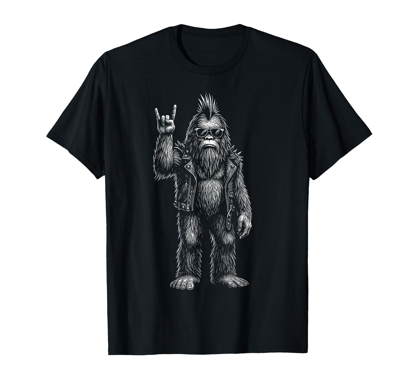 Punk Rocker Bigfoot Funny Sasquatch Rock and Roll Music Fan T-Shirt