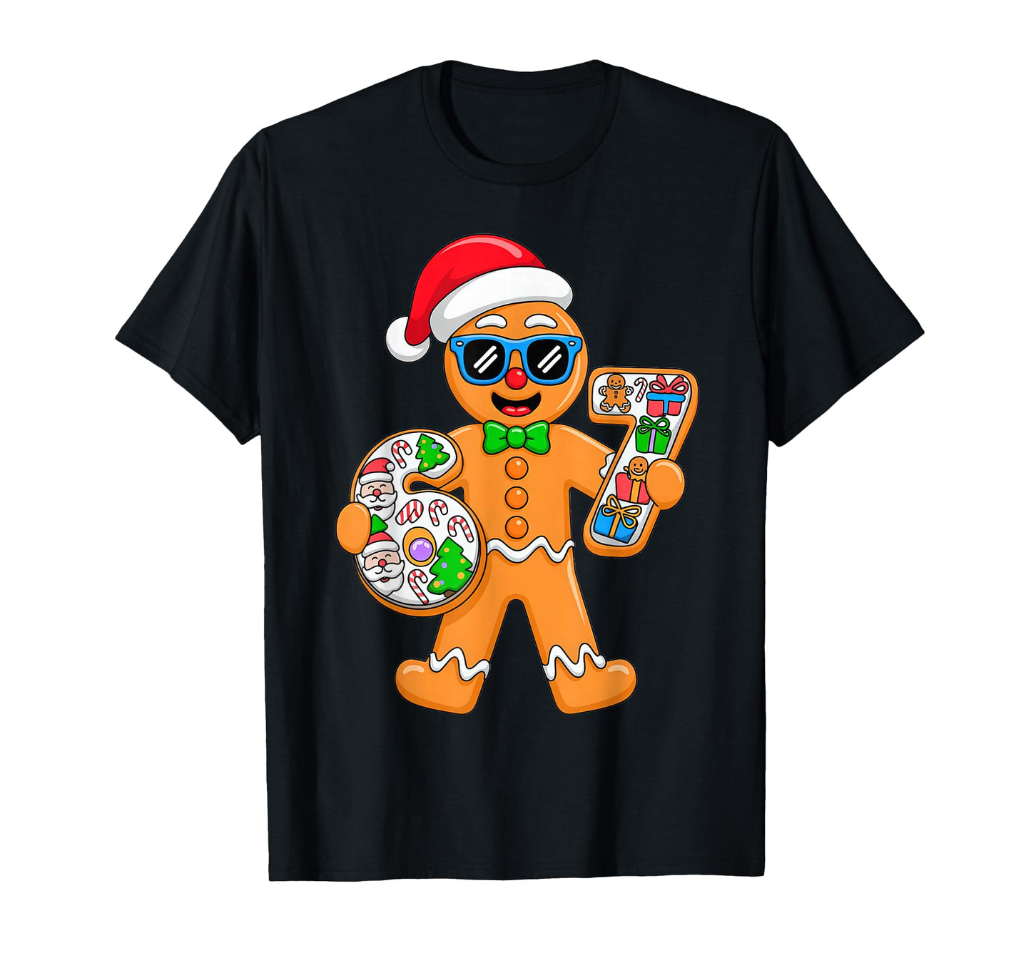 Six Seven 67 Gingerbread Man Xmas Pajamas T-Shirt