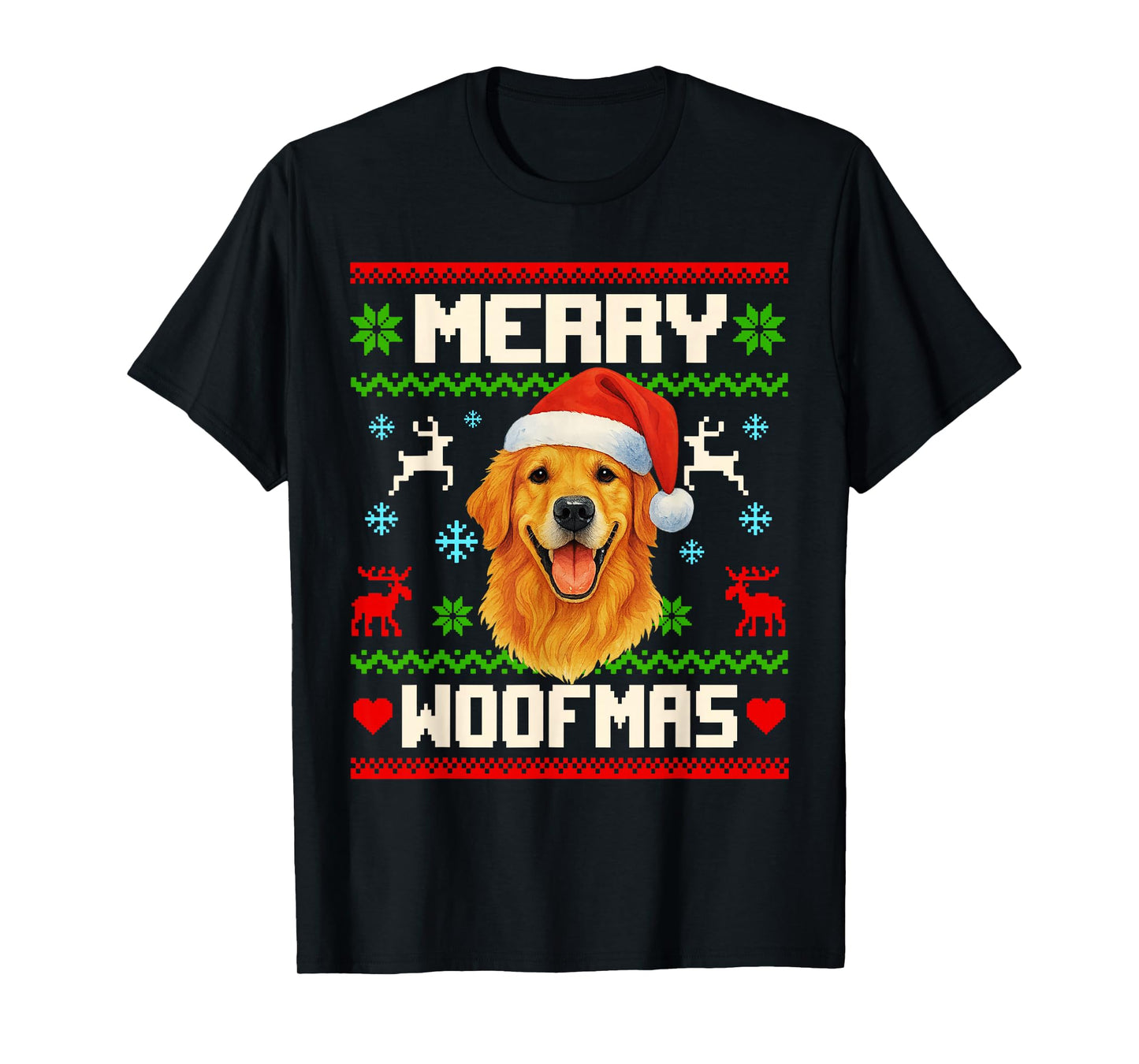 Golden Retriever Dog Christmas Ugly Sweater Dog Lover Xmas T-Shirt