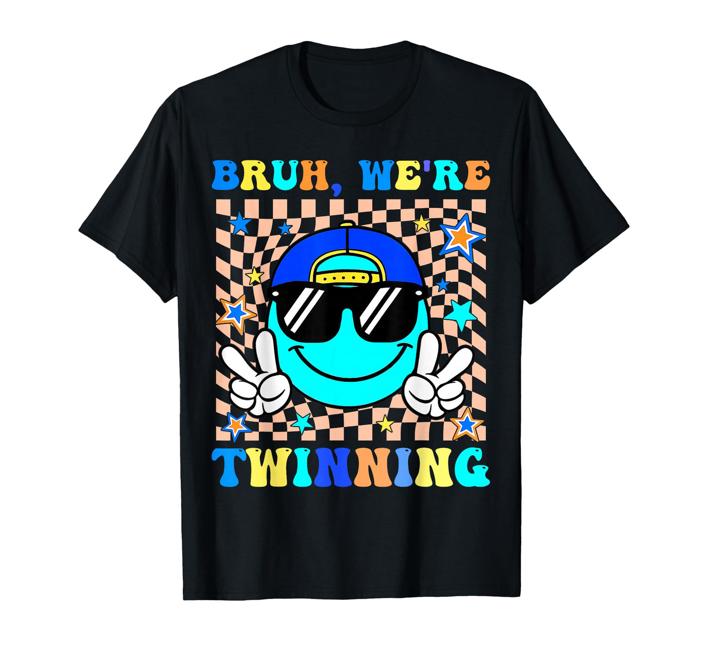 Bruh We're Twinning Retro Twin Day Spirit Week Boys Kids T-Shirt