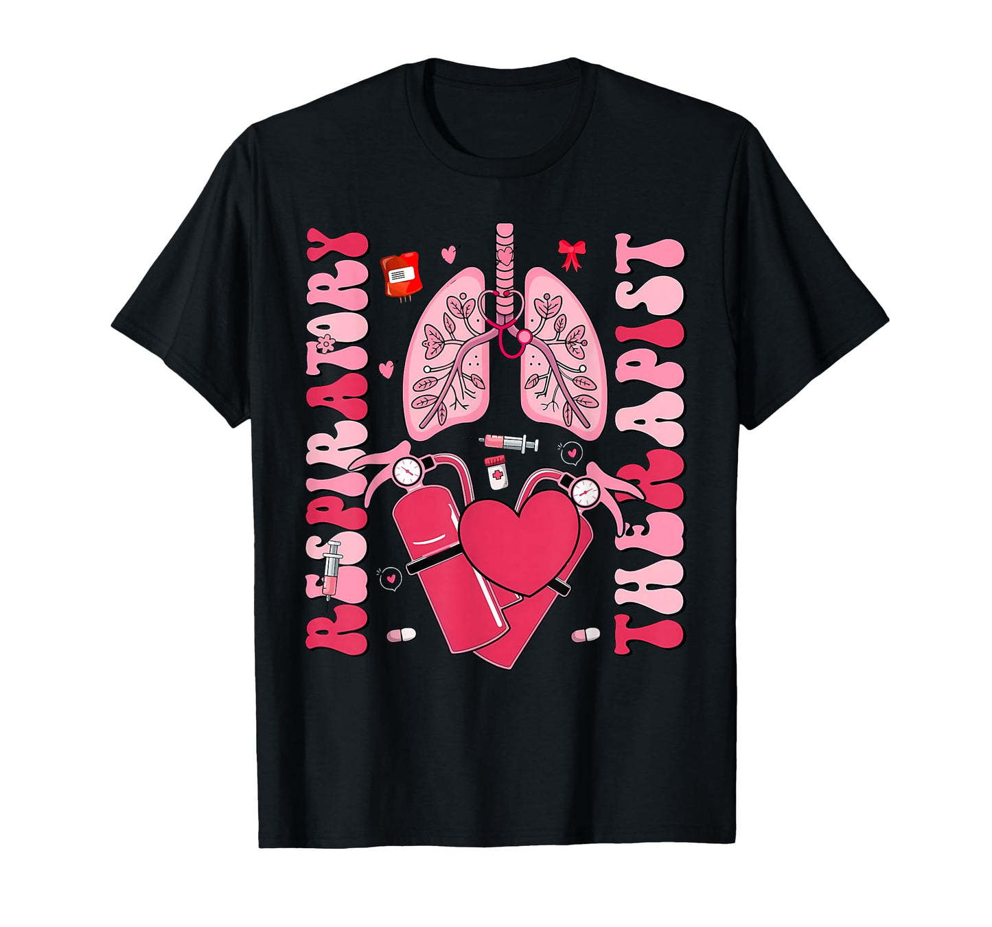 Lung Hearts Respiratory Therapist Valentine Day Pulmonology T-Shirt