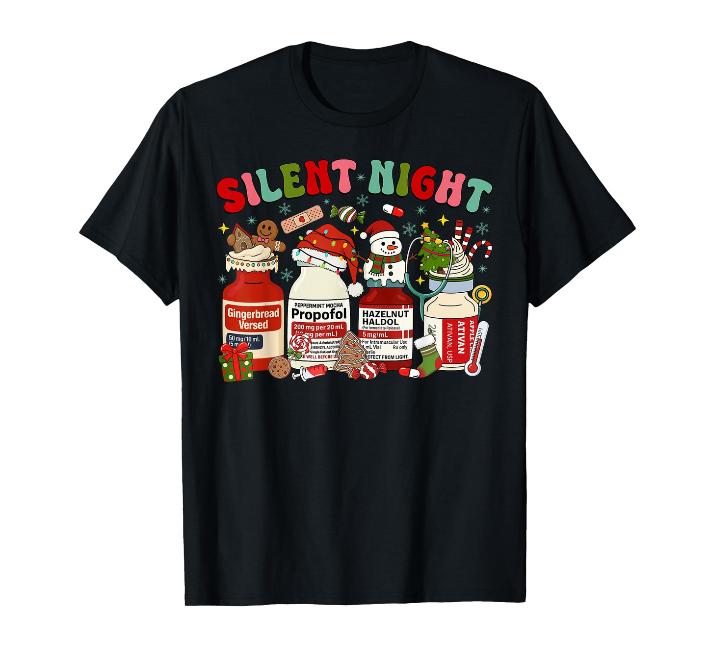 Groovy Propofol Silent Christmas Night ICU ER Nurse Xmas T-Shirt