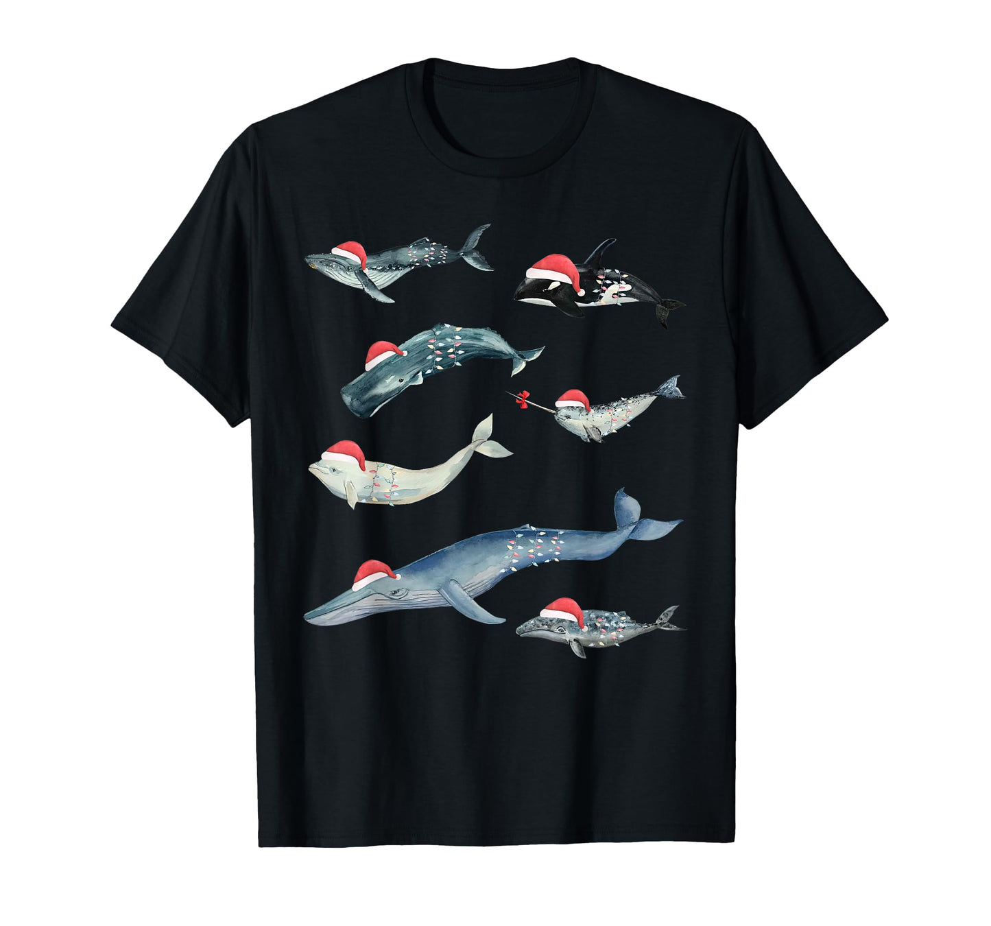 Cute Sea Creatures Whales Orca Christmas Ocean Animal Lovers T-Shirt