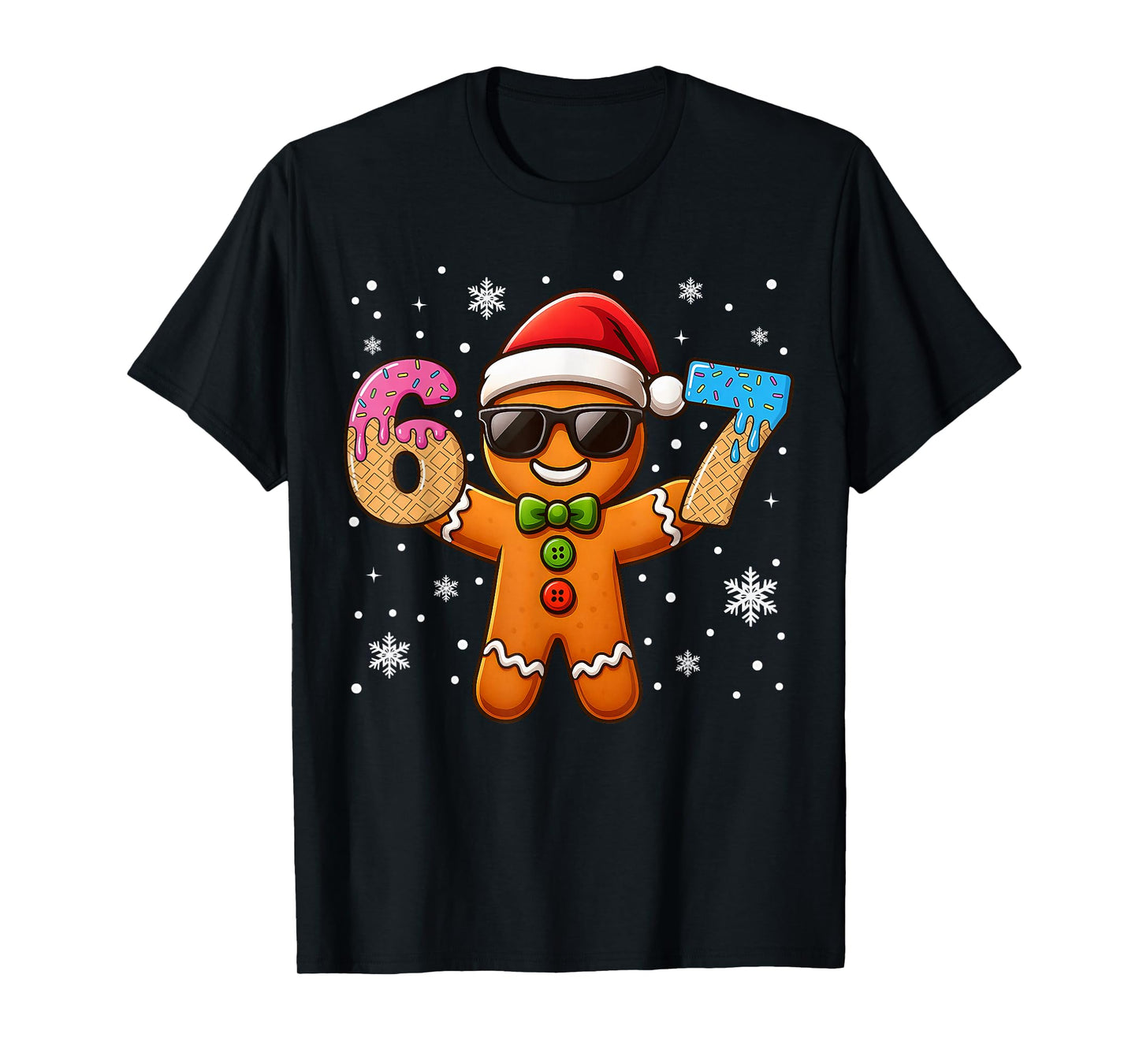 Funny Gingerbread Six Seven 67 Ice Cream Drip Christmas Boys T-Shirt