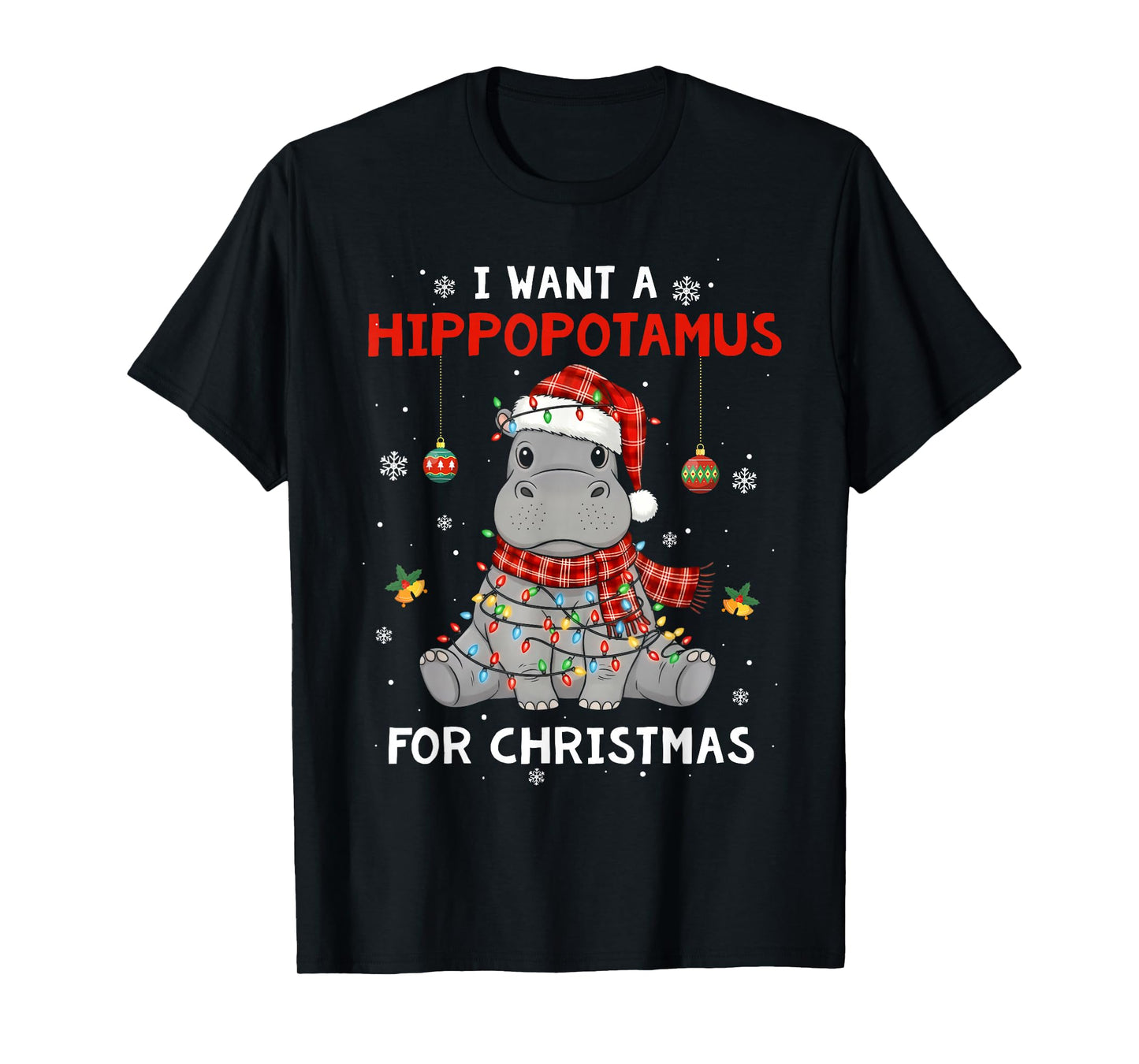 I Want A Hippopotamus for Christmas Xmas Hippo for Kid Women T-Shirt