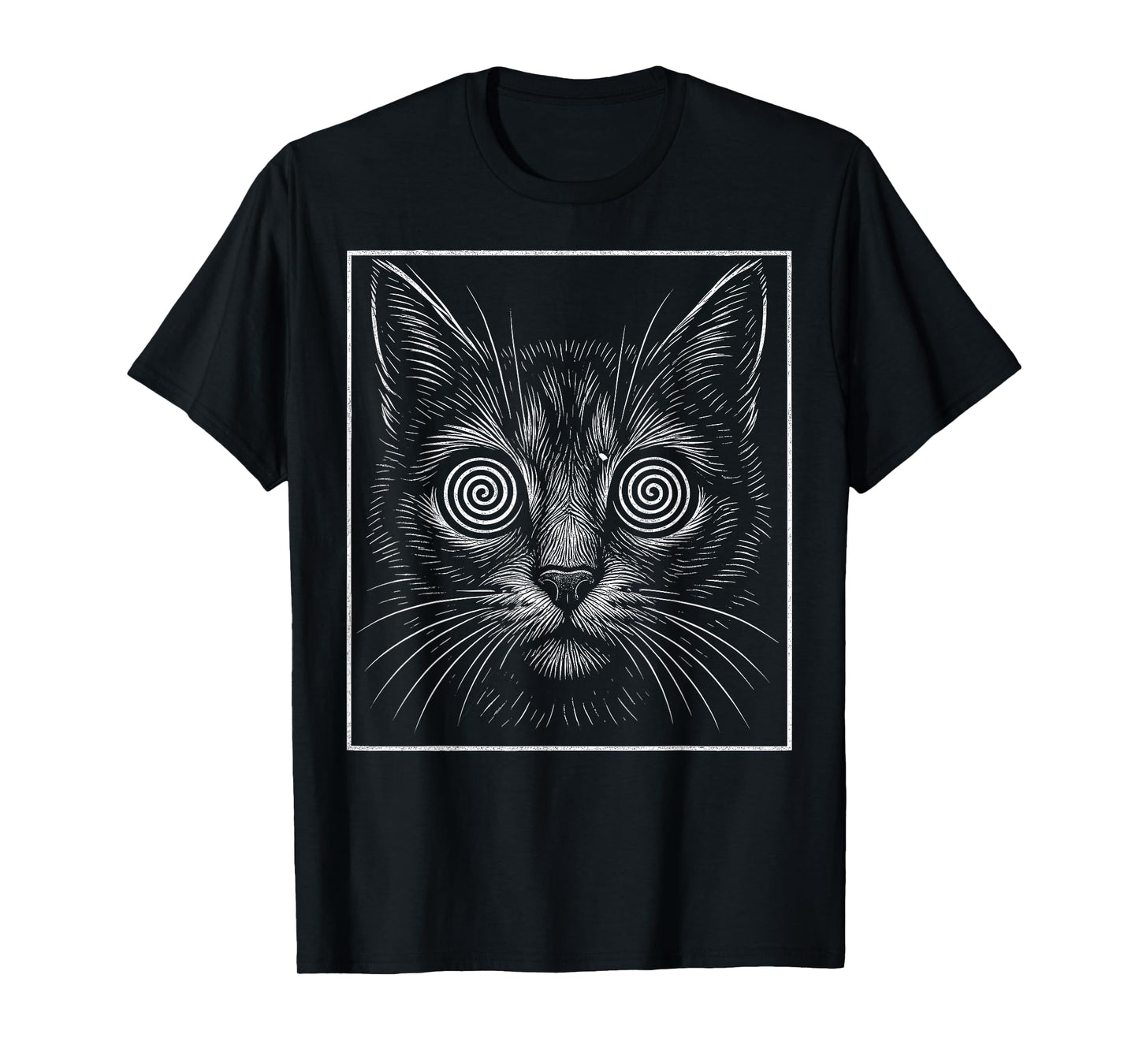 Rave Music Festival EDM Psychedelic Cat Face Hypnotic Trippy T-Shirt