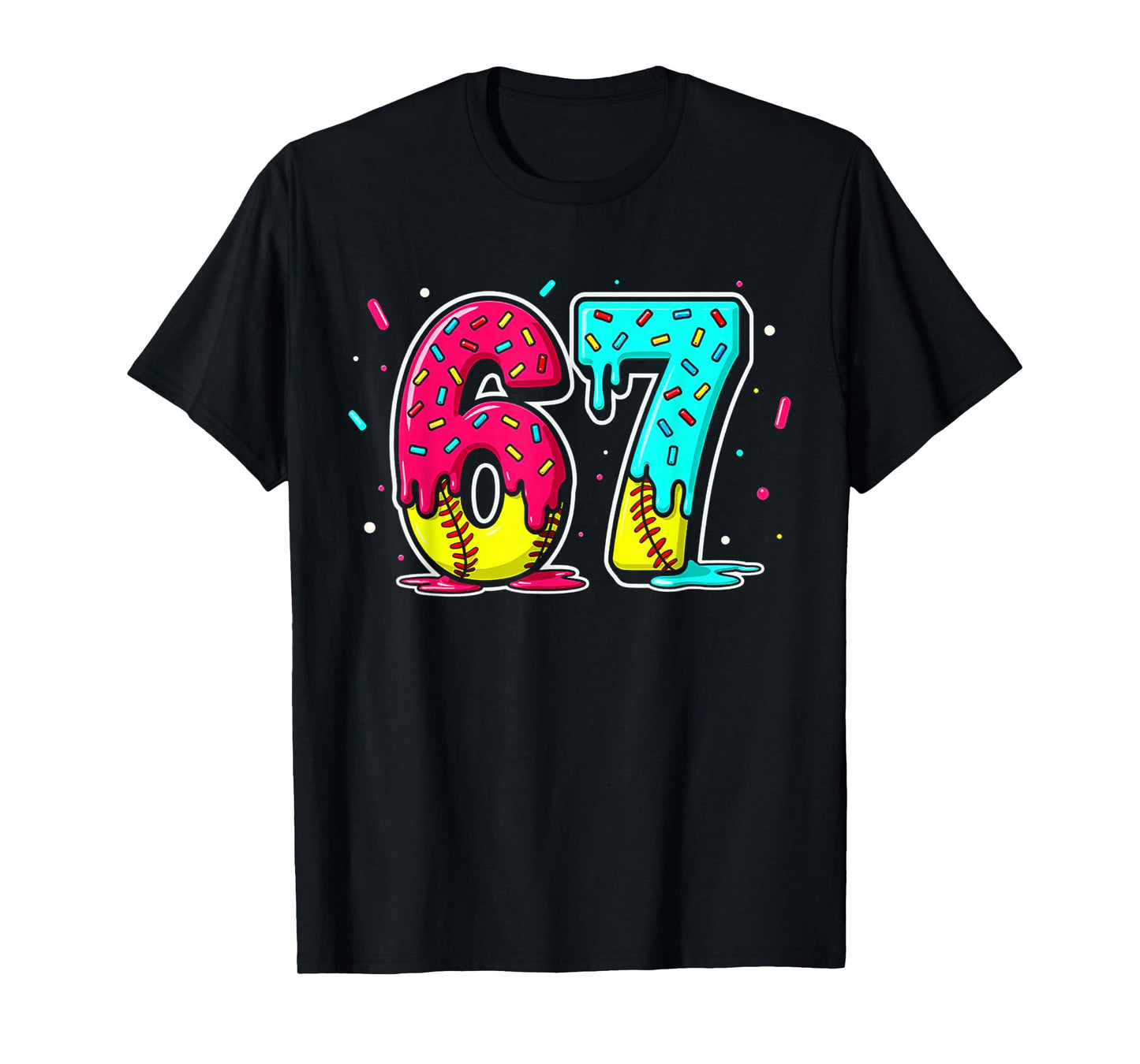 Ice Cream Dripping Softball Drip Funny 6 7 Six Seven Meme T-Shirt