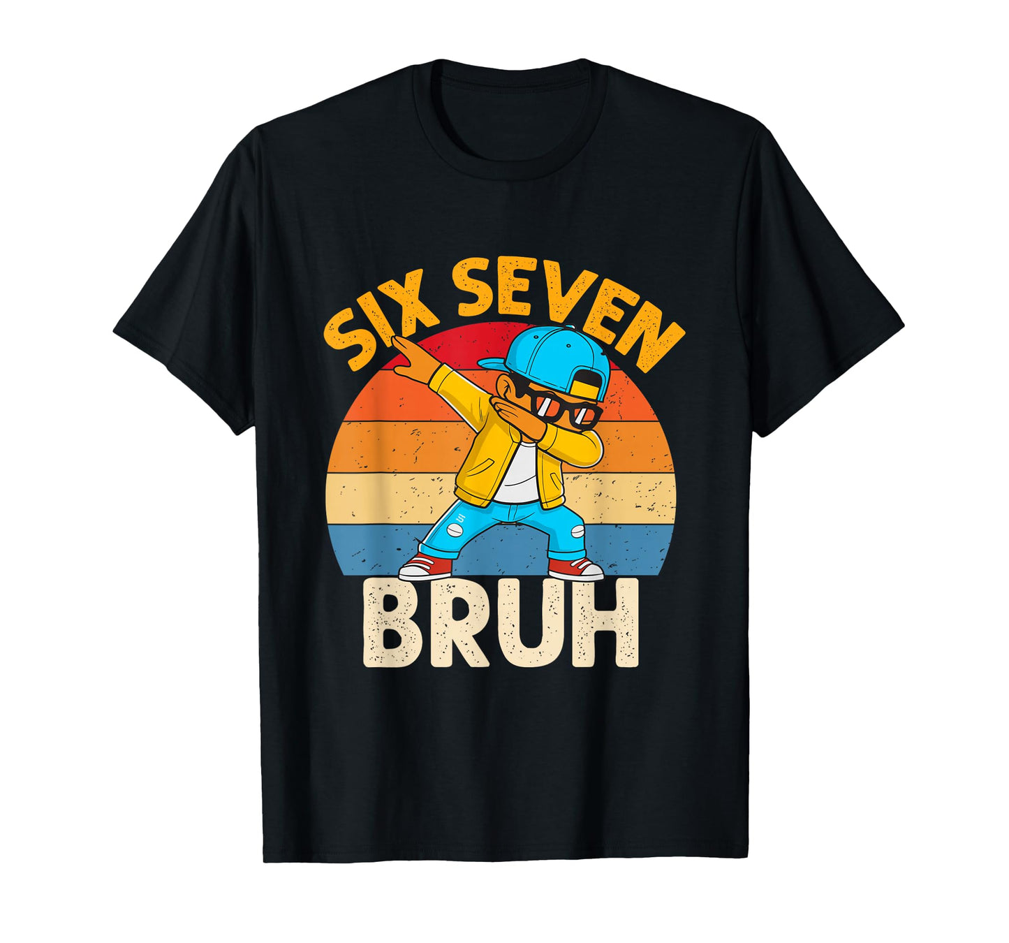 Six Seven Bruh Dabbing 67 Meme 6 7 Numbers Funny Boys Kids T-Shirt