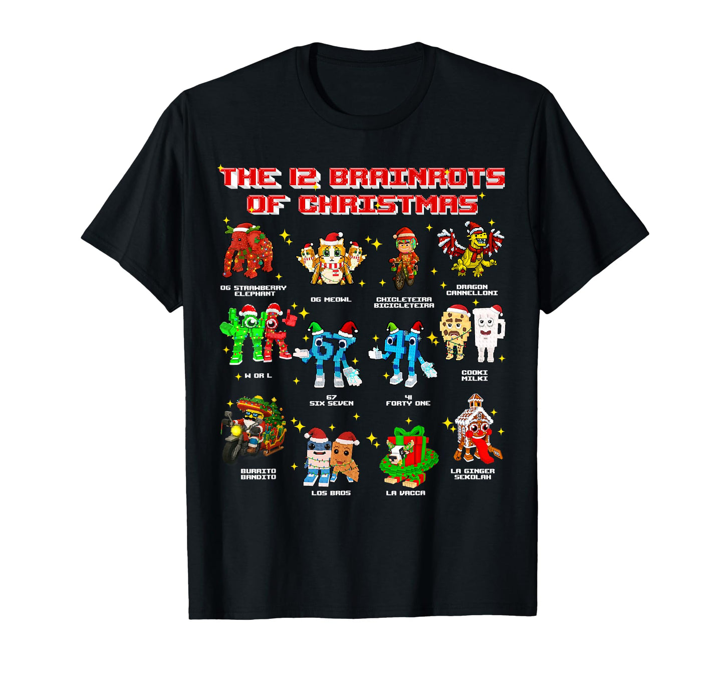 The 12 Brainrots of Christmas Funny Brainrot for Kids Teens T-Shirt