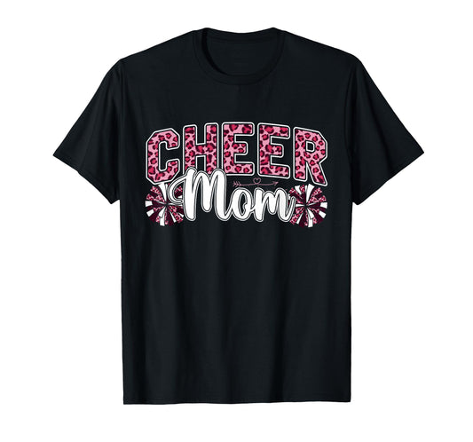 Cheer Mom Leopard Print Cheerleader Cheerleading Mother Mama T-Shirt