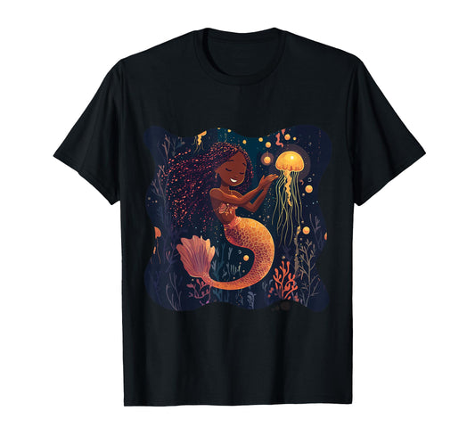 Black Mermaid Braids Girls Kids Toddler Women Birthday Gift T-Shirt