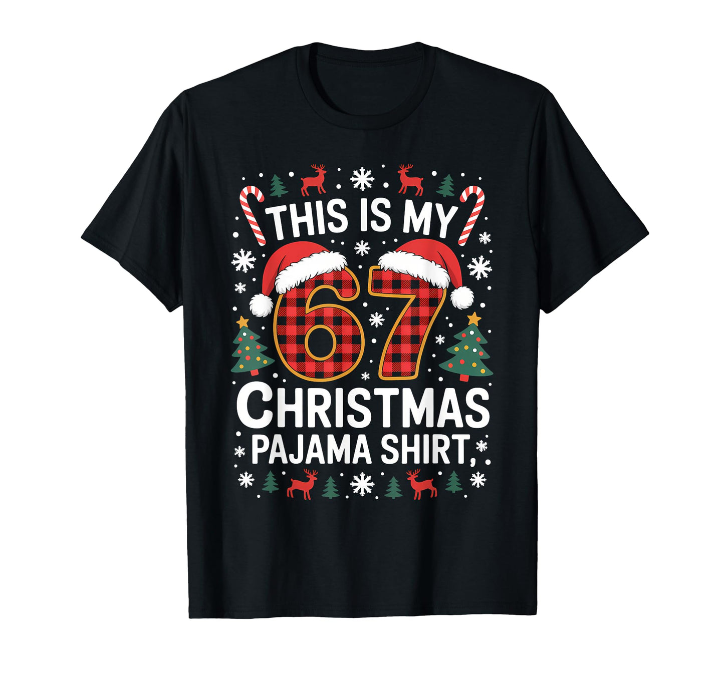 67 Christmas Pajama Shirt Funny Six Seven Meme Brainrot T-Shirt
