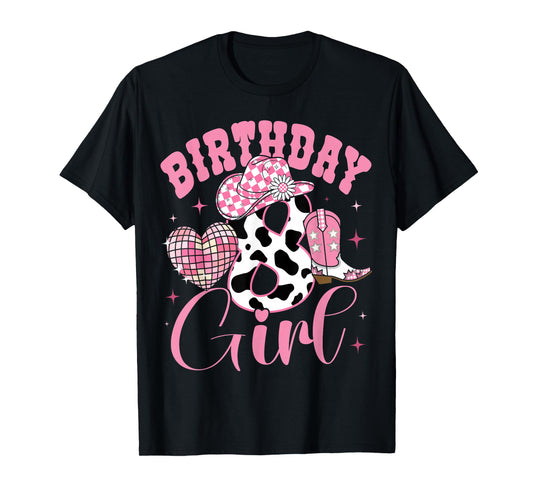 Happy 8th Birthday Girl Outfit Rodeo Western Cowgirl Cowboy T-Shirt