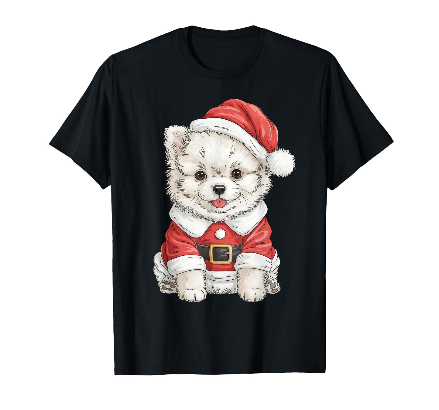 Cute Christmas Pomeranian Santa Pom Dog Lover T-Shirt