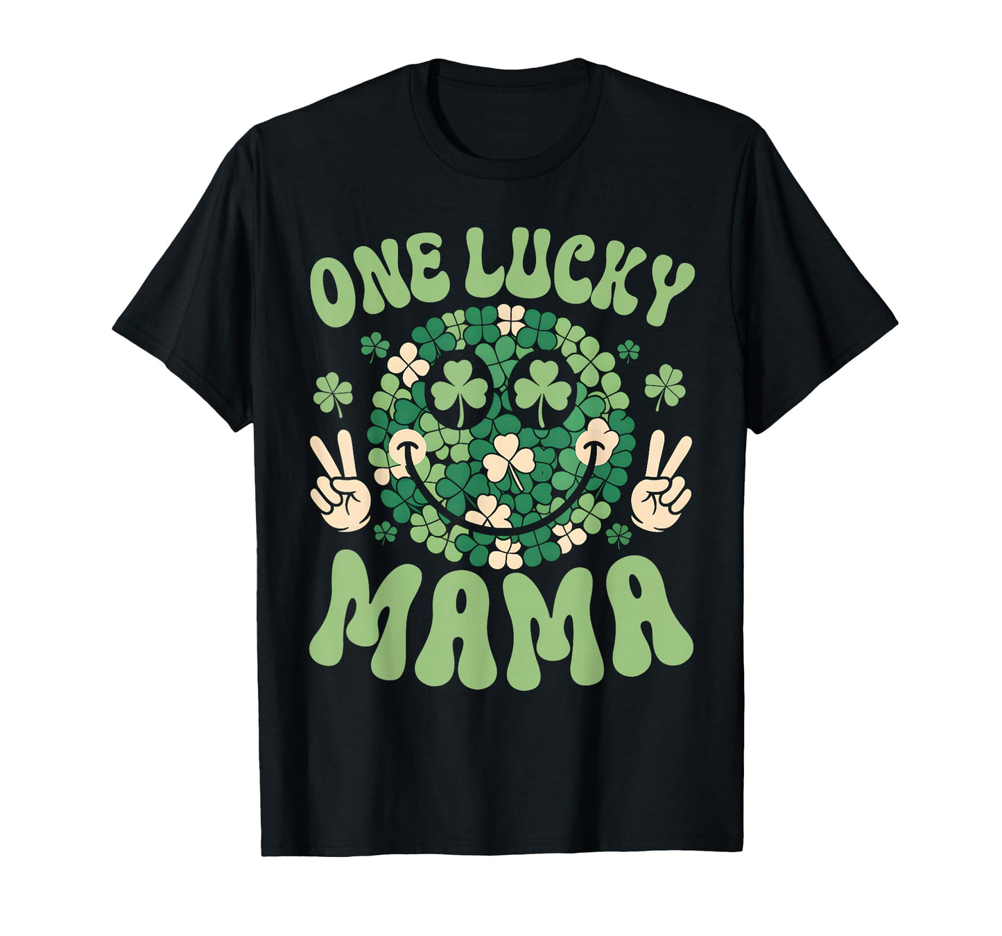 St Patricks Day Family Matching Groovy Retro One Lucky Mama T-Shirt