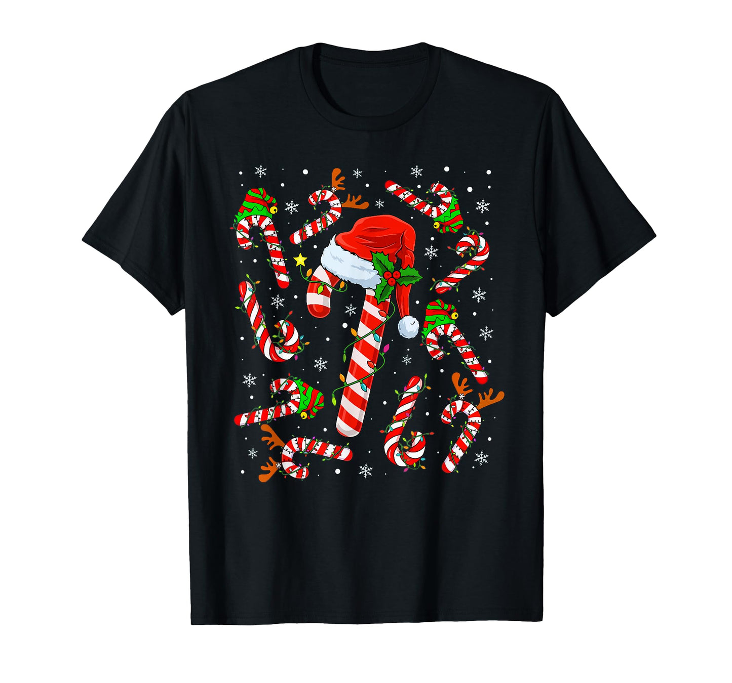 Christmas Candy Cane Santa Xmas Kids Toddler Youth Women Men T-Shirt