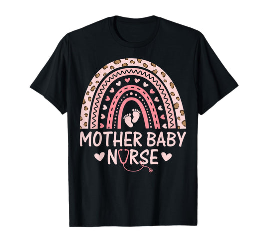 Mother Baby Nurse - Boho Rainbow Postpartum Nurse T-Shirt