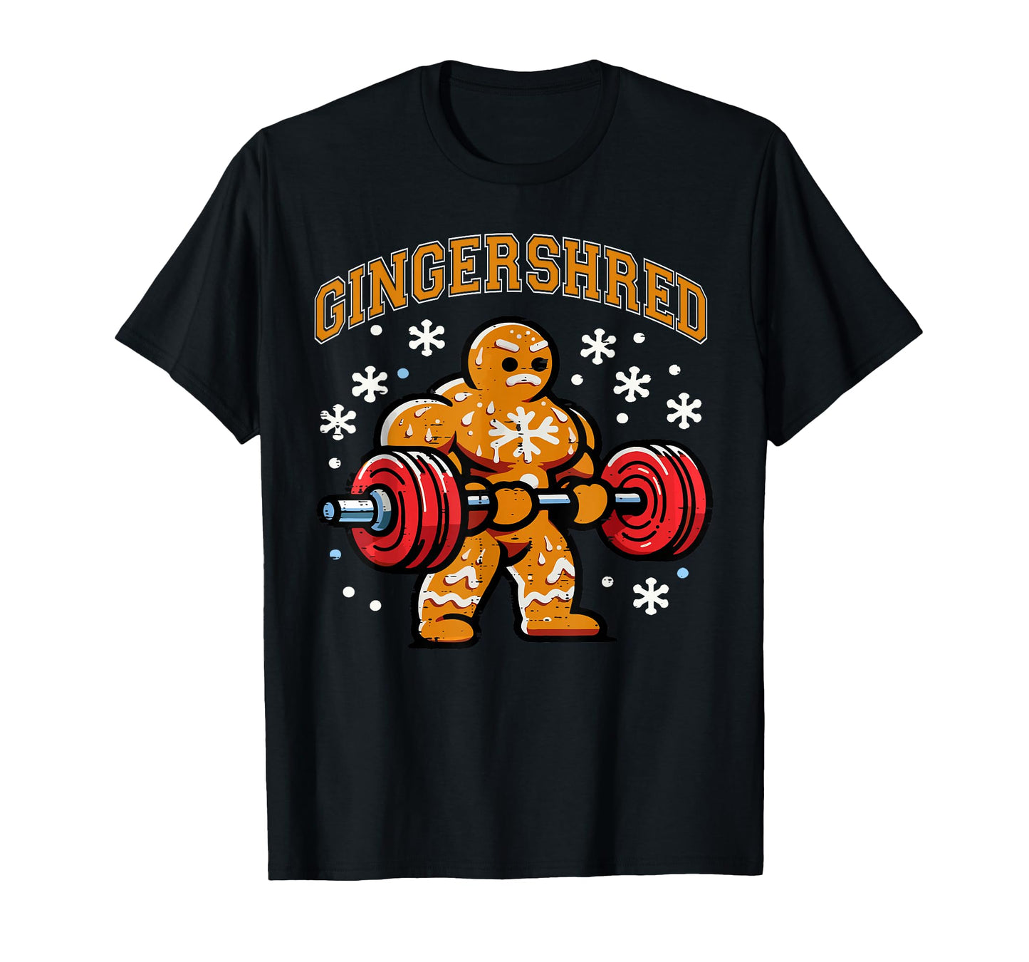 Gingershred Funny Gingerbread Man Gym Bodybuilding Christmas T-Shirt
