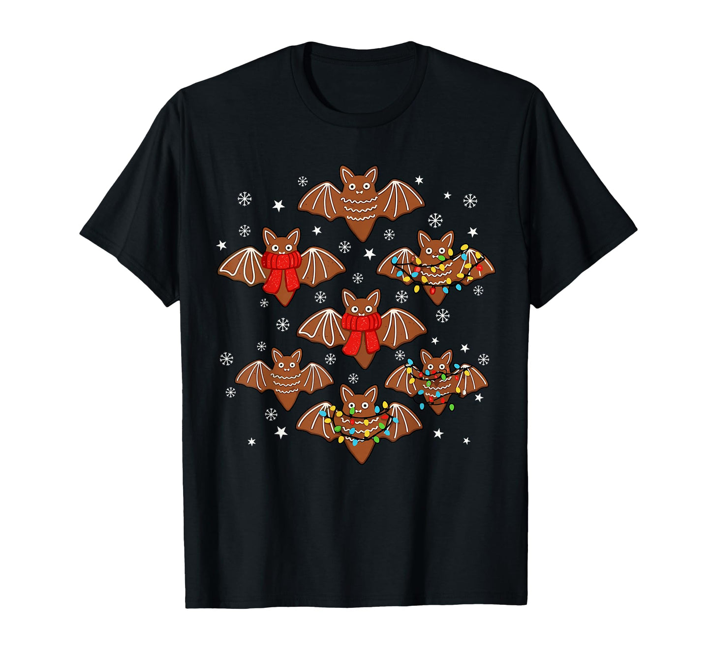 Goth Christmas Shirt for Kids, Spooky Cute Bat Gingerbread T-Shirt