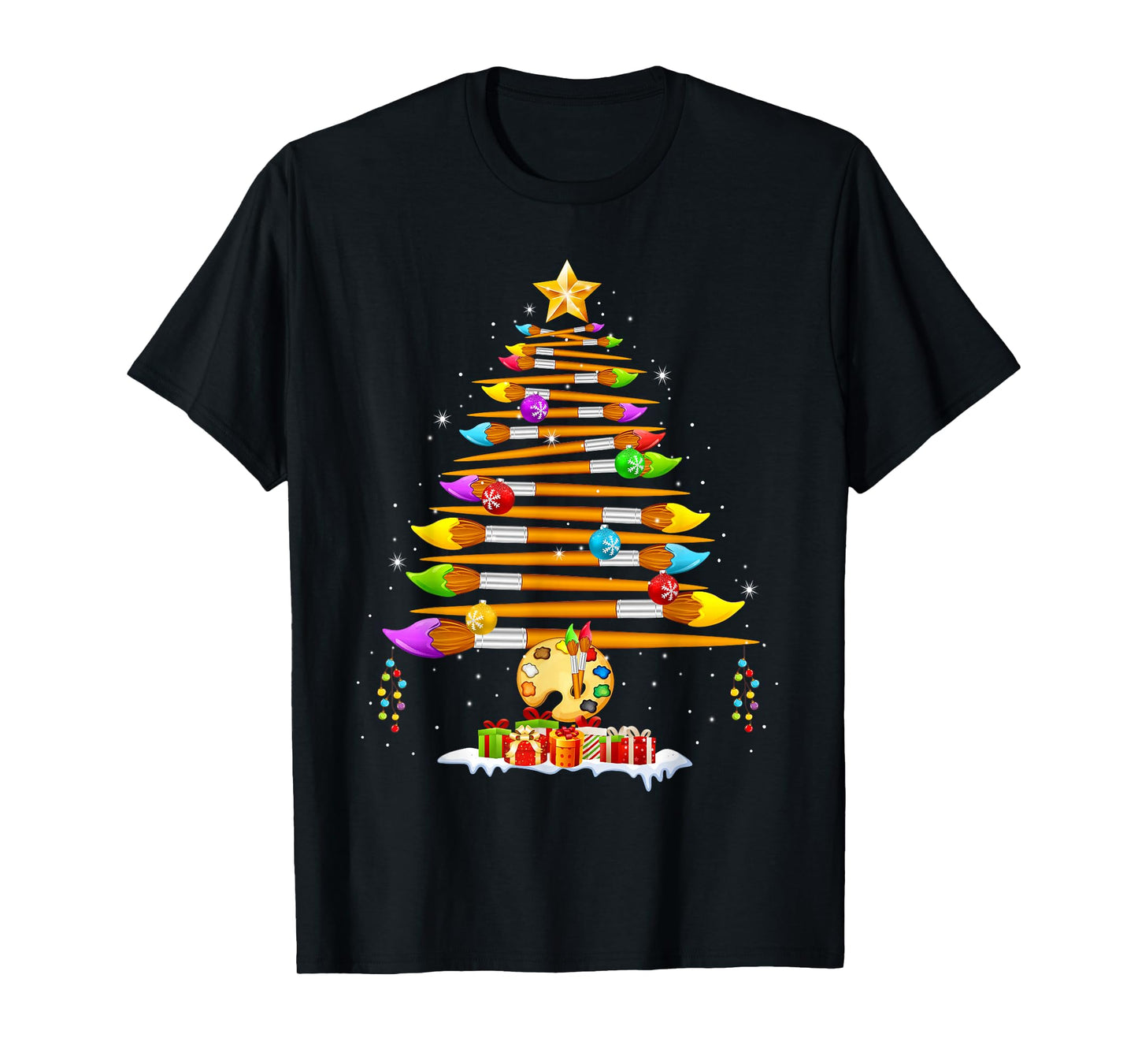 Paint Brush Christmas Tree Decor Painting for Painter Artist T-Shirt