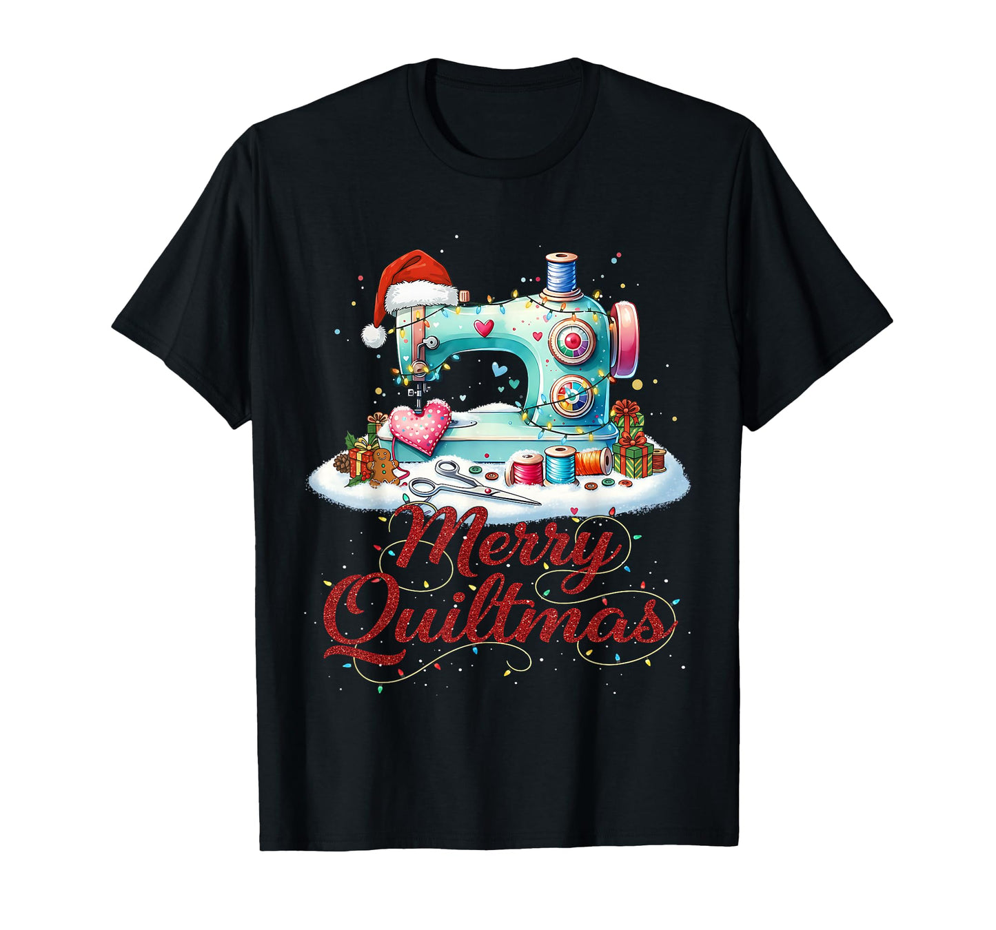 Cute Sewing Sewer Merry Quiltmas Christmas Patterns Quilter T-Shirt