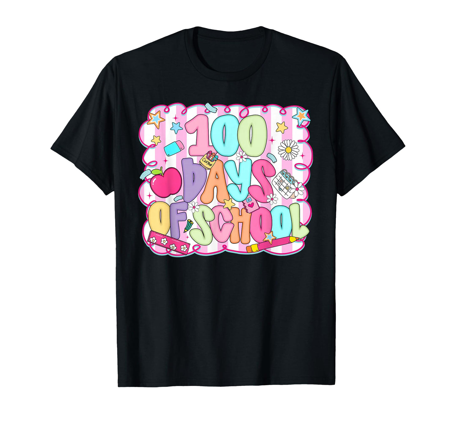 Preppy 100 Days of School 100th Day Teacher Girl Women Kids T-Shirt