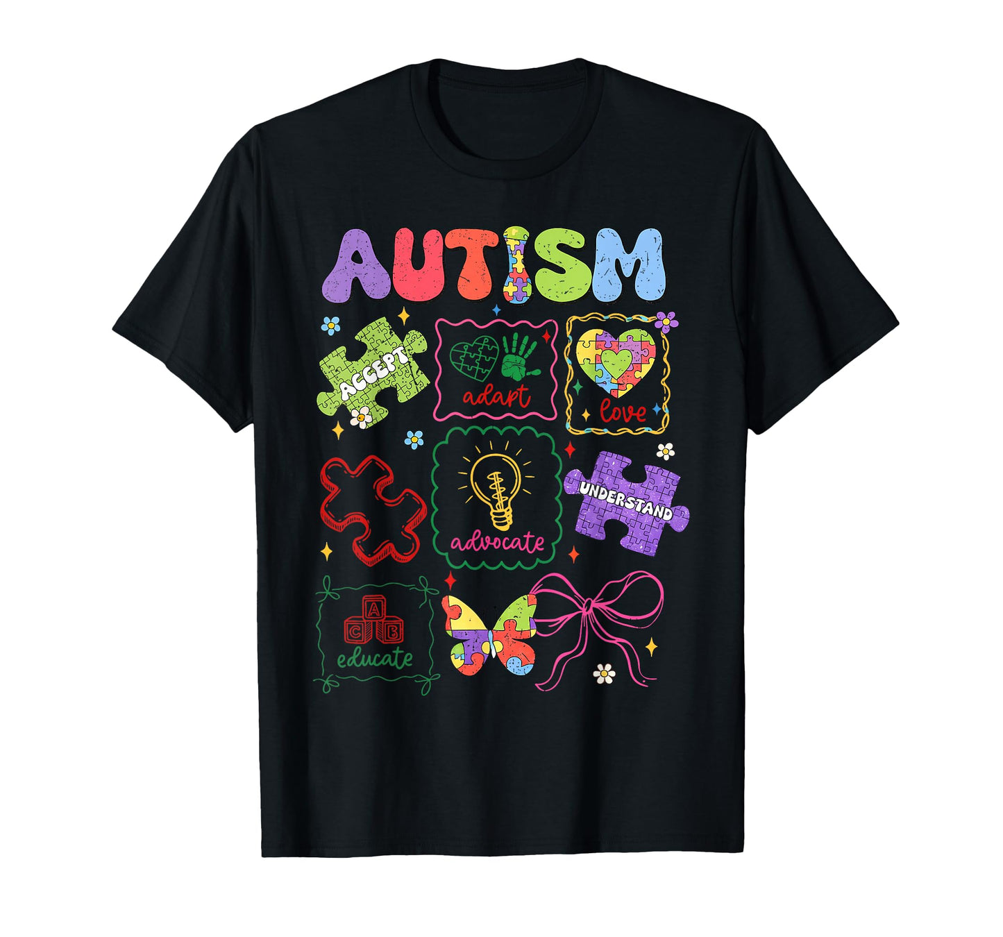 Autism Awareness Coquette Autism Acceptance Teacher Bow T-Shirt