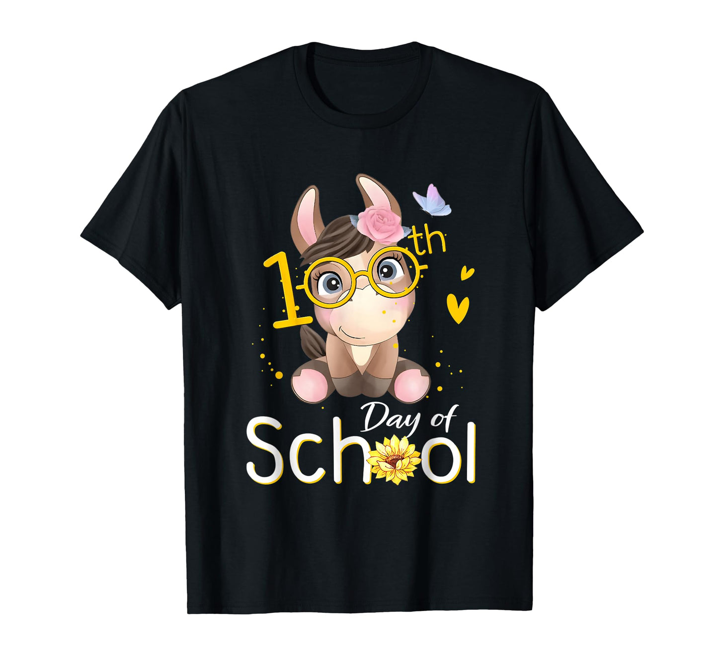 Cute 100 Days of School Happy 100th Day of School Horse T-Shirt