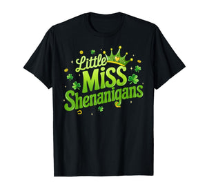 St Patricks Day Shirt for Girls Kids Little Miss Shenanigans T-Shirt