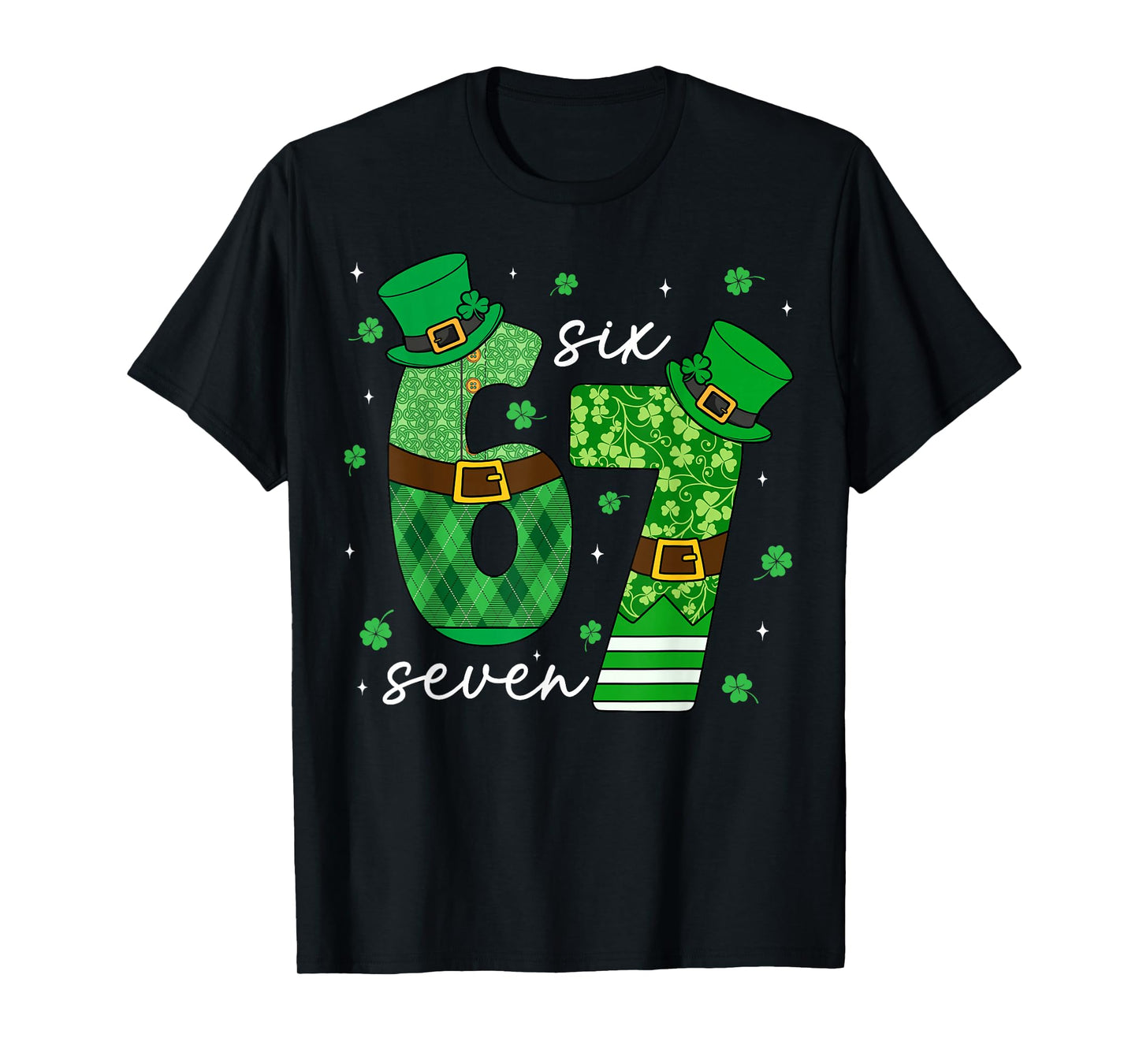 Funny Six Seven St Patricks Day Shirts Kids Boys 6 7 Meme T-Shirt