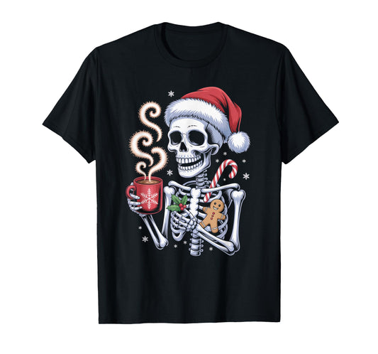 Skeleton Hot Chocolate Spooky Christmas Skeleton T-Shirt