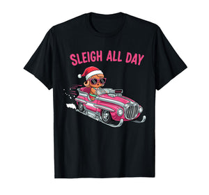 Sleigh All Day Pink GroovyGingerbread Candy Christmas Girls T-Shirt
