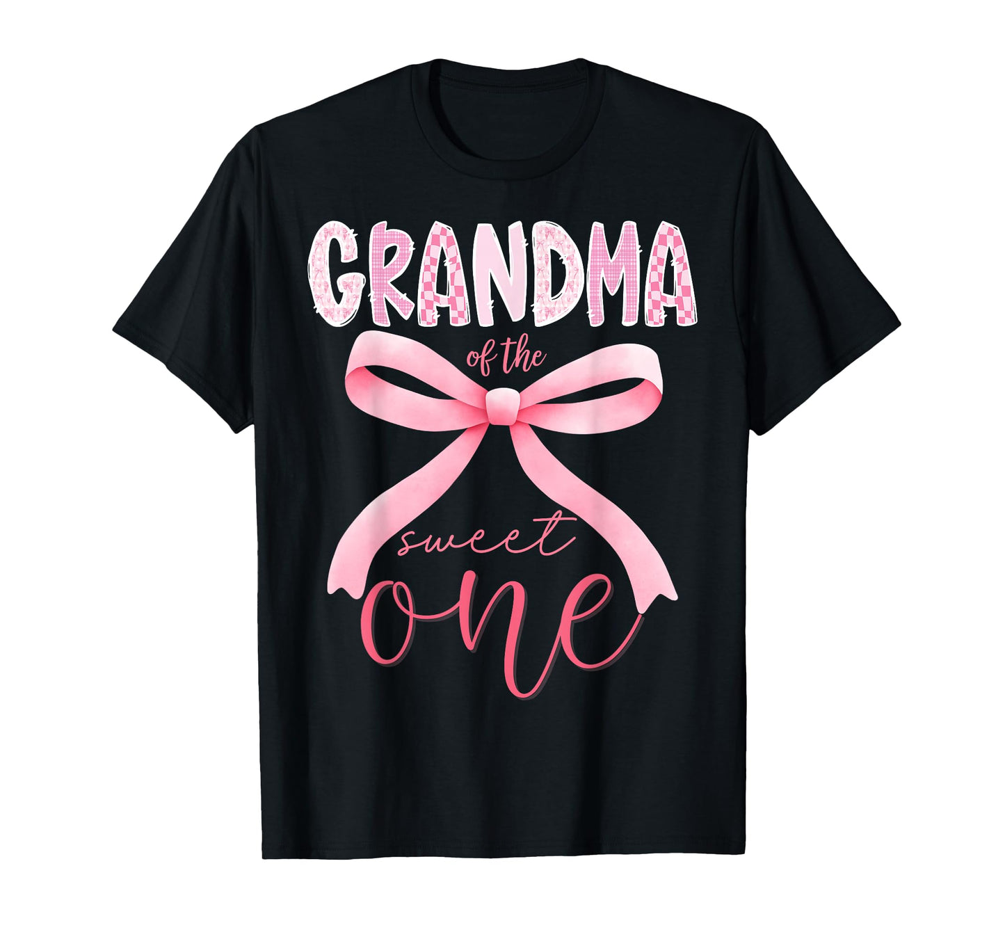 Grandma of The Sweet One Pink Coquette Bow 1st Birthday Girl T-Shirt
