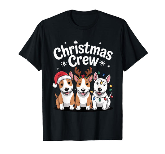 Christmas Crew Xmas Puppy Dog Funny Christmas Bull Terrier T-Shirt