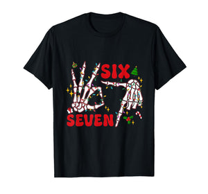 Funny Xmas 67 Skeleton Hand Six Seven Christmas Lights Shirt T-Shirt